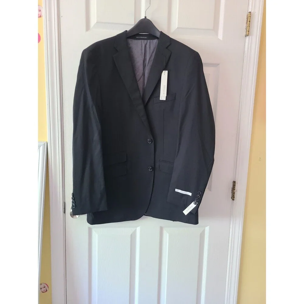 New Perry Ellis Black Blazer coat jacket Slim Fit Cut Suit 46 L Jacket Mens $260